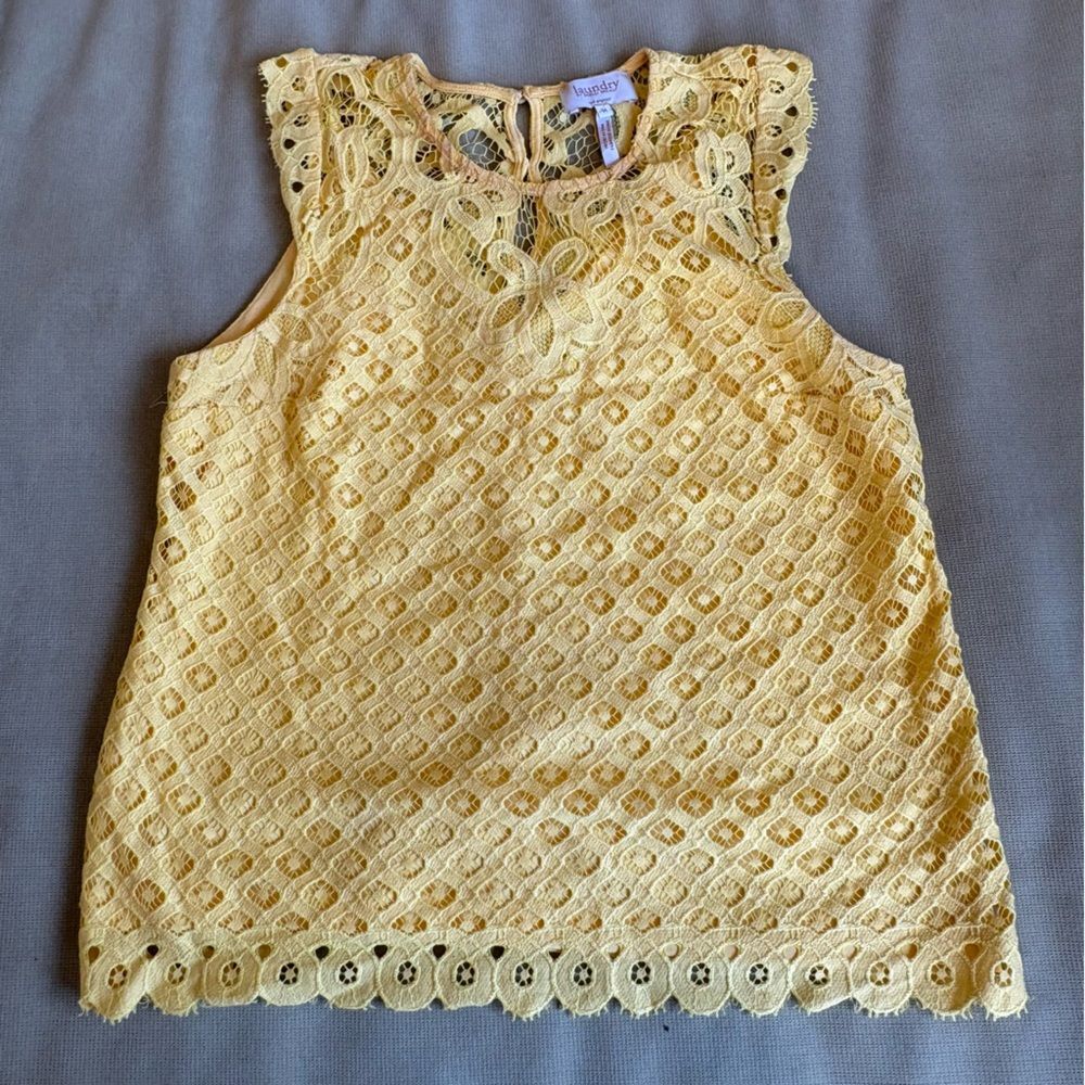Laundry By Shelli Segal Yellow Lace Sleeveless Top